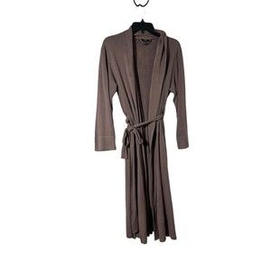 Natori Long‎ Sleeve Belted Wrap Robe with Pockets Brown Women's Size Large